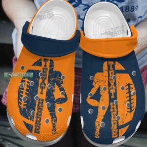 American Football Orange And Navy Crocs Shoes Football Footwear