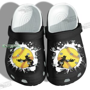 Baseball Girl Custom Shoes Crocs – Baseball Beach Black Crocs Womens