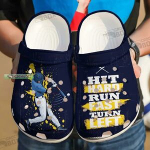 Baseball Hit Hard Run Fast Gift For Lover Rubber Crocs Comfy Footwear