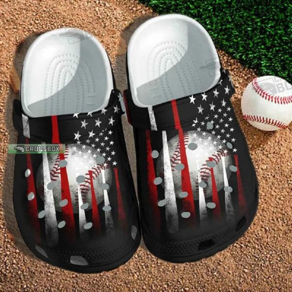 Bat Baseball America Flag Custom Shoes Crocs Gifts Birthday Step Son Step Daughter