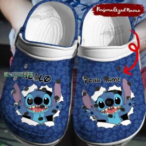 Custom Name Disney Stitch Navy Crocs