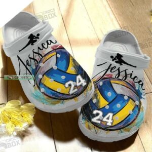 Custom Name Volleyball White Crocs Volleyball Coach Gift