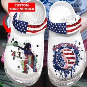 Custom Softball American Flag Crocs Shoes Dh