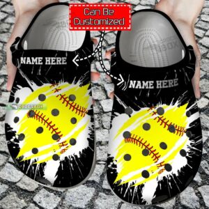Custom Softball Ripped Through Crocs Shoes