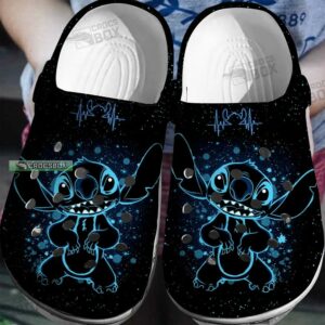Cute Stitch Heartbeat Black Crocs Shoes