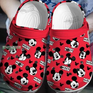 Mickey Mouse Pattern Crocs Red