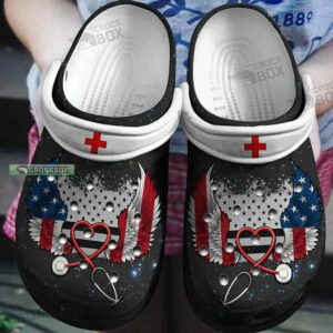 Nurse Wings Crocs USA Flag Crocs