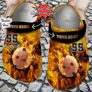 Personalized Fire Volleyball Crack Ball Overlays Crocs Shoes