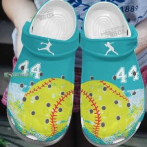 Personalized Number Lovely Softball Green Yellow Crocs Shoes