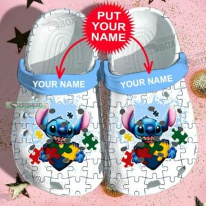 Personalized Puzzle Pieces Autism Awareness Day Stitch Crocs Birthday Gift