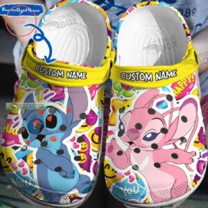 Stitch And Angel Coloful Crocs For Kids And Adults