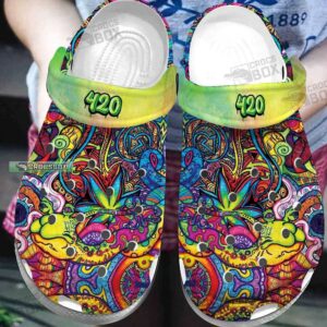 420 Trippy Tie Dye Weed Crocs