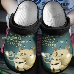 All You Need Is Cats And A Cup Of Coffee Crocs Shoes
