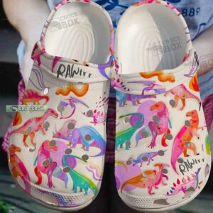 Colorful Dinosaur Themed Crocs Shoes Women