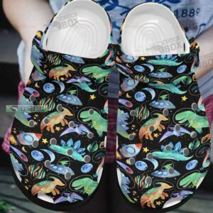 Colorful Space Dinosaur Pattern Crocs Shoes