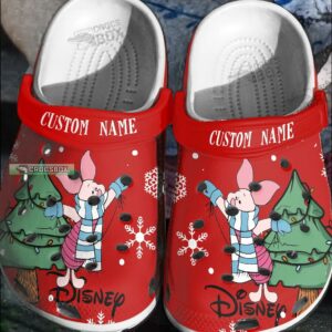 Custom Disney Piglet Christmas Crocs Red