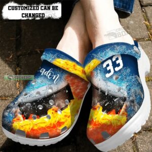 Custom Fire And Water Crocs Hockey Gift For Hockey Fans