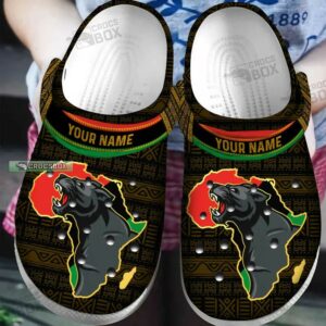 Custom Name Black Panther Africa Map Crocs Shoes