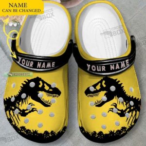 Custom Name Dinosaur Yellow Crocs Shoes
