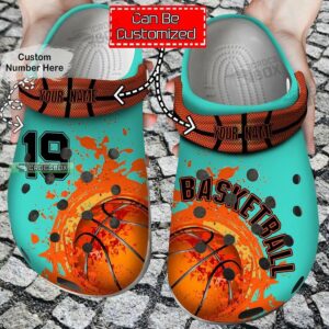 Custom Number Basketball Blue Crocs