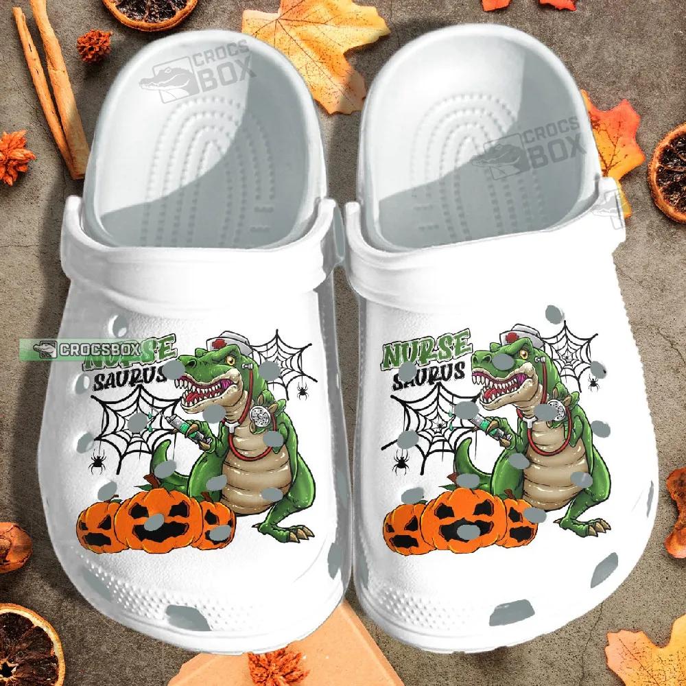 Funny Pumpkin Nurse Dinosaurus Halloween Crocs Shoes