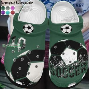 Personalized Number Soccer Black Green Crocs Gift For Soccer Fans