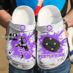 Personalized Purple Rink Ice Hockey Girl Player Crocs