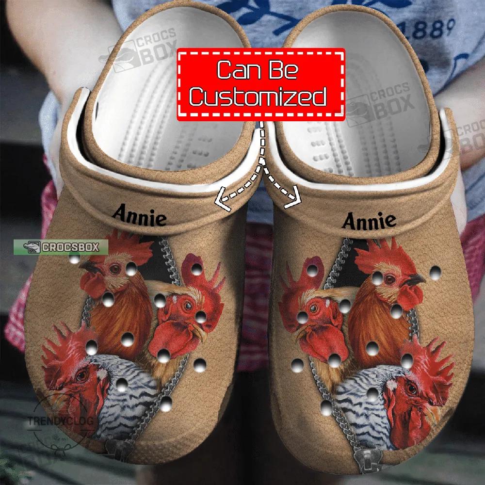 Animal Chicken On Zipper Personalized Crocs Shoes