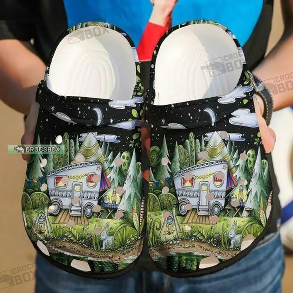 Camping Tropical Forest Hippie Crocs Shoes