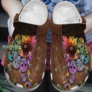 Colorful Sunflower Skullcap Crocs Shoes