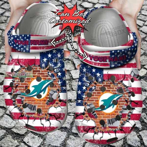 Custom American Football Dolphins Fans Crocs Shoes