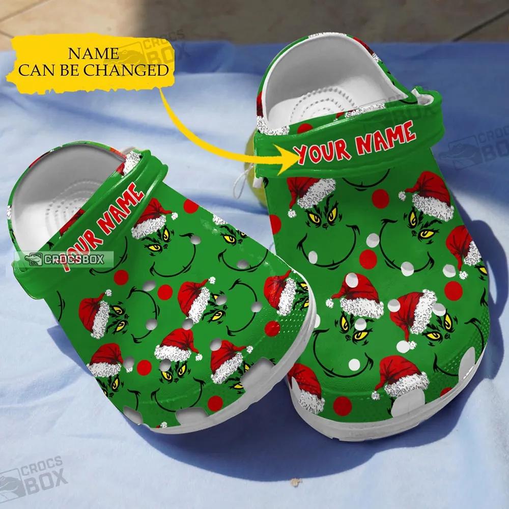 Custom Grinch Christmas Crocs Green