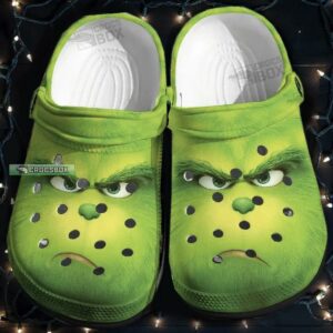 Festive Grinch Frown Crocs Shoes