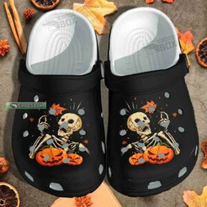 Funny Halloween Pumpkin And Skull Weed Crocs Shoes