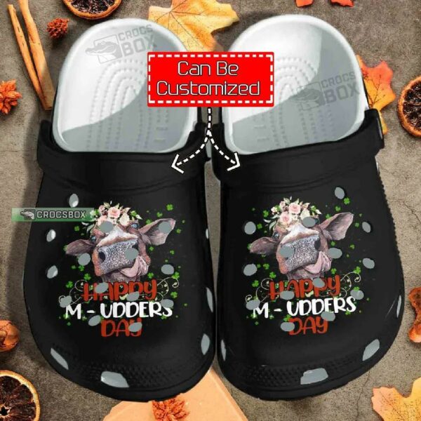 Funny Happy Mudders Day Cow Crocs Shoes Black