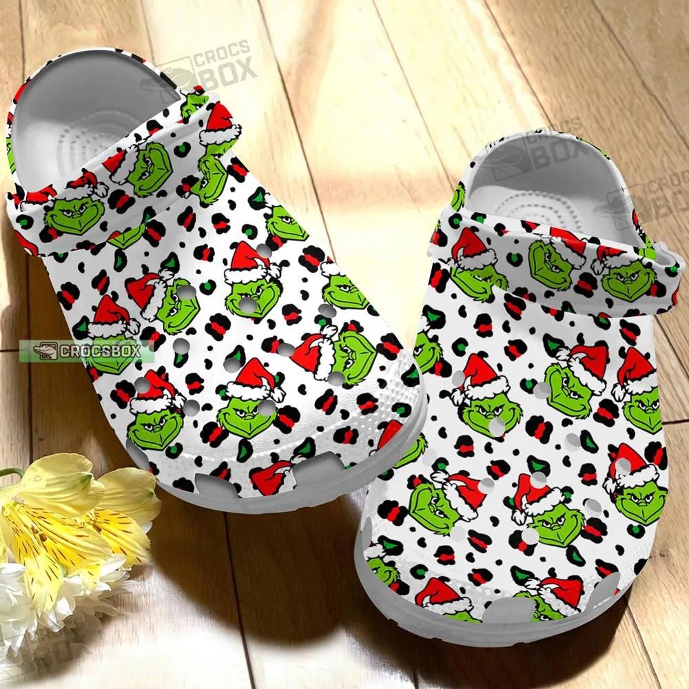 Grinch Christmas Themed White Crocs