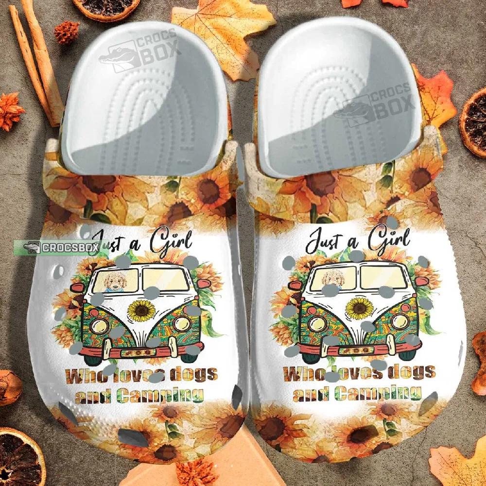 Just A Girl Love Dog And Camping Clogs Crocs