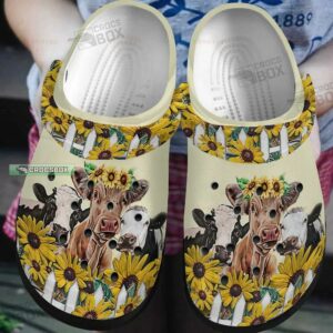 Love Cows And Sunflower Crocs Shoes