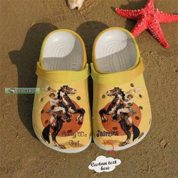 Personalized Away We Go Horse Crocs Yellow