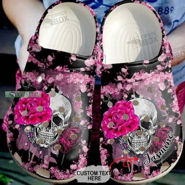 Personalized Rose Skull Crocs Shoes