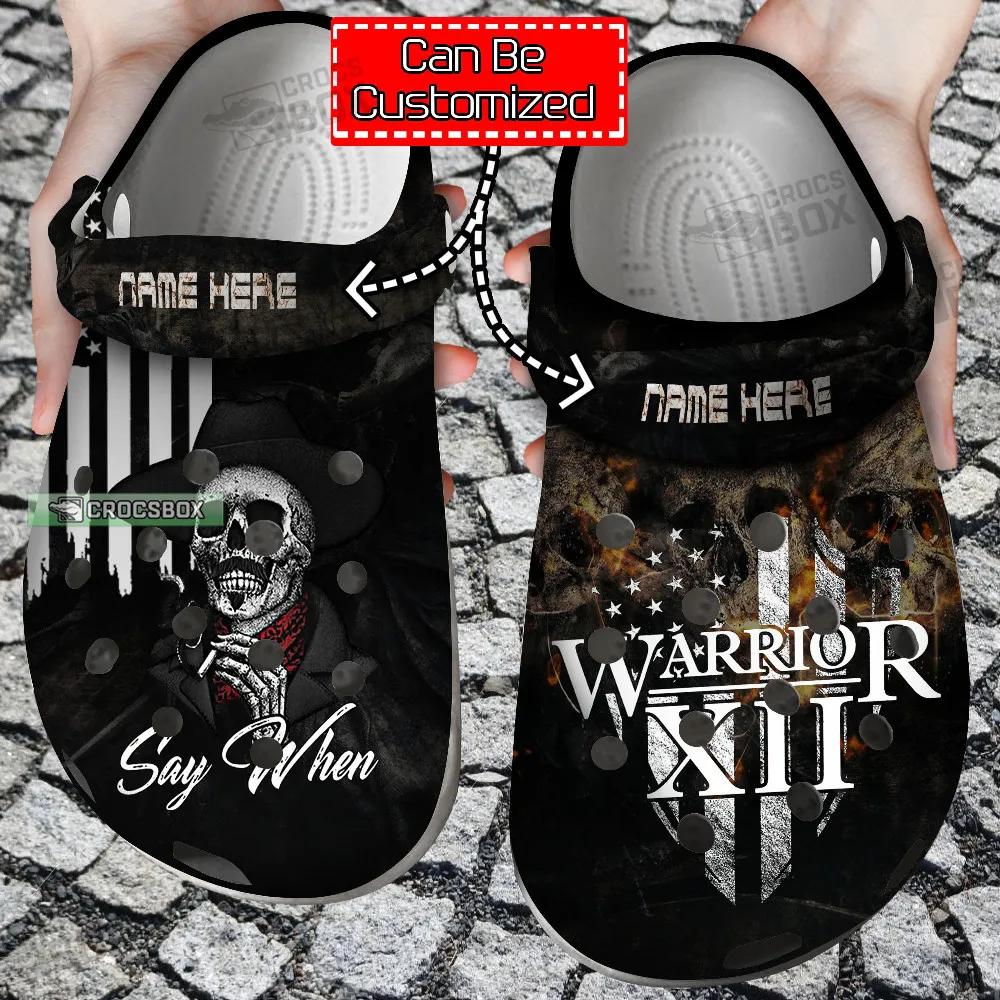 Personalized Skull Warrior XII Say When Crocs Shoes