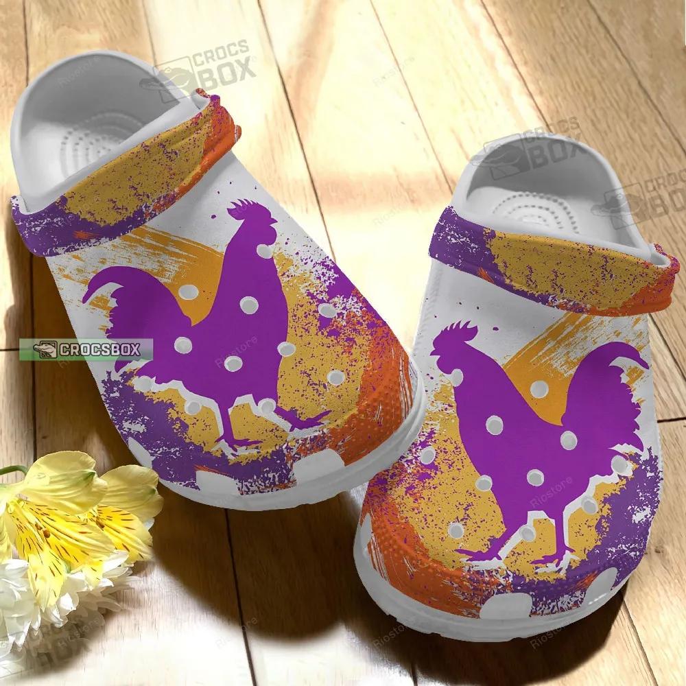 Purple And Yellow Chicken Crocs Shoes Colorful Shoes Crocs