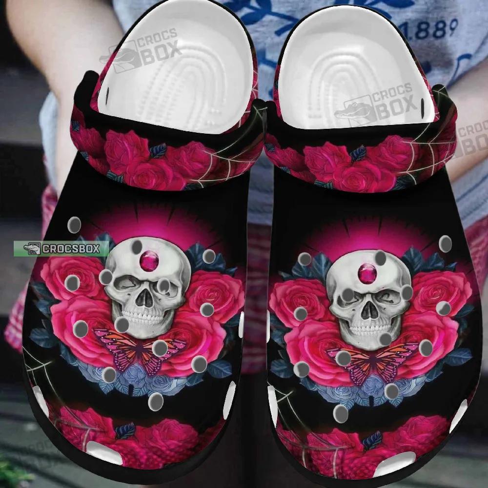 Roses Skullcap Butterfly Cool Crocs Shoes