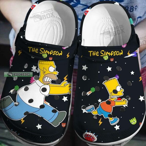 Homer Simpson And Bart Simpson Black Crocs Shoes