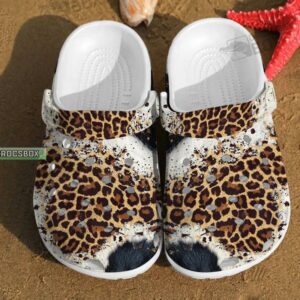Black White Fur Cheetah Classic Crocs Shoes