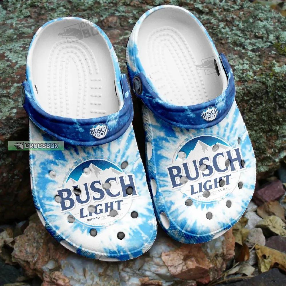 Busch Light Beer Blue Tie Dye Crocs Clogs