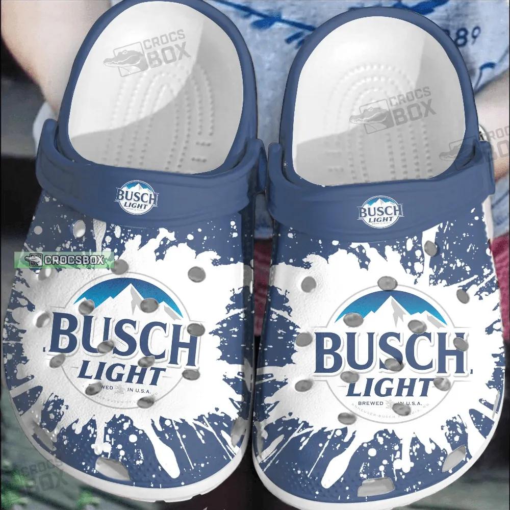Busch Light Beer Navy Tie Dye Crocs Clogs