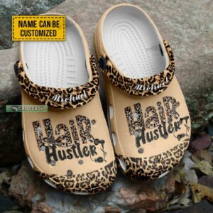 Custom Hair Hustler Leopard Crocs Shoes 1