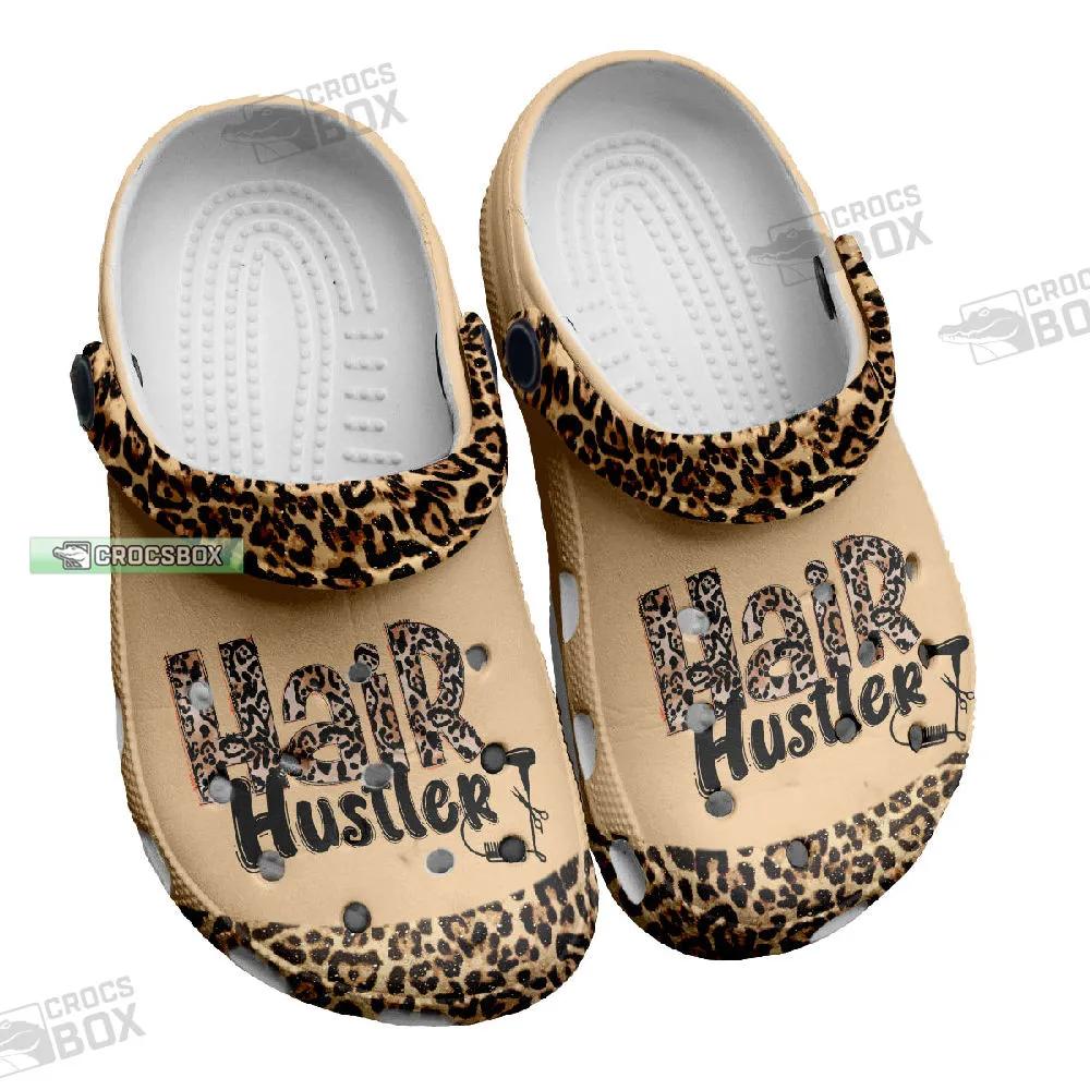Custom Hair Hustler Leopard Crocs Shoes 2