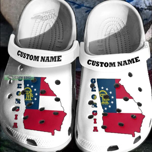 Custom Name Georgia Map White Crocs